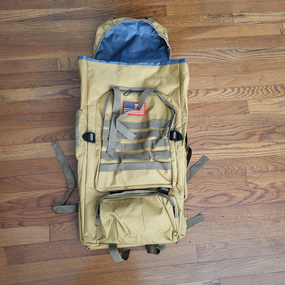 Large Hiking Backpack Waterproof Military Camping Rucksack Travel Daypack Tan